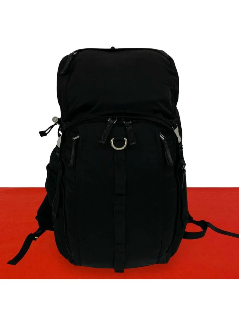 Prada Logo Tessuto Pocono Nylon Backpack Black